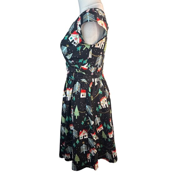 Retrolicious XS Christmas Village Party Dress Cotton Black NWT - Picture 10 of 14
